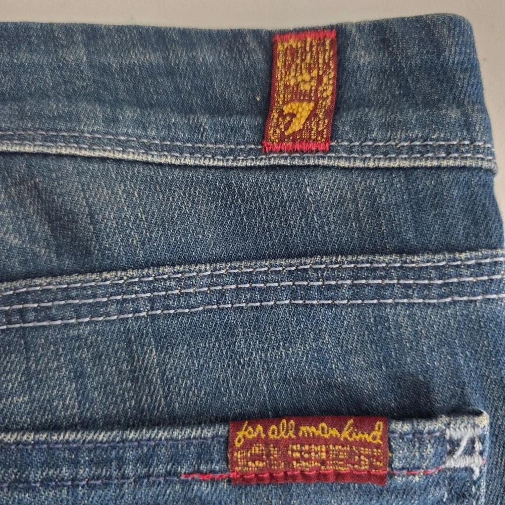 7 For All‎ Mankind Flynt Bootcut Jeans Dark Wash Embroidered Pockets Size 28
